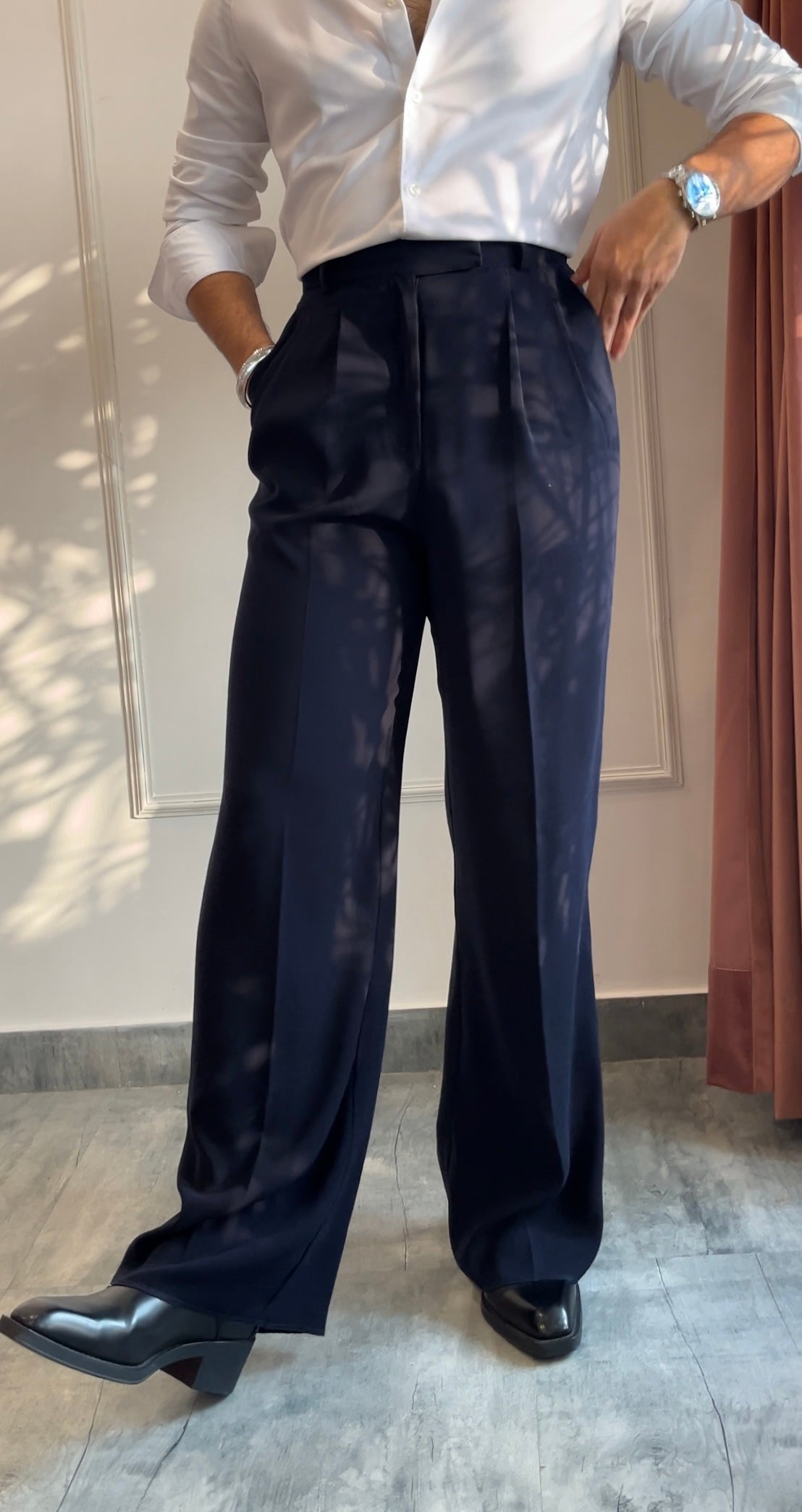 Vintage Midnight Blue Pleated trousers