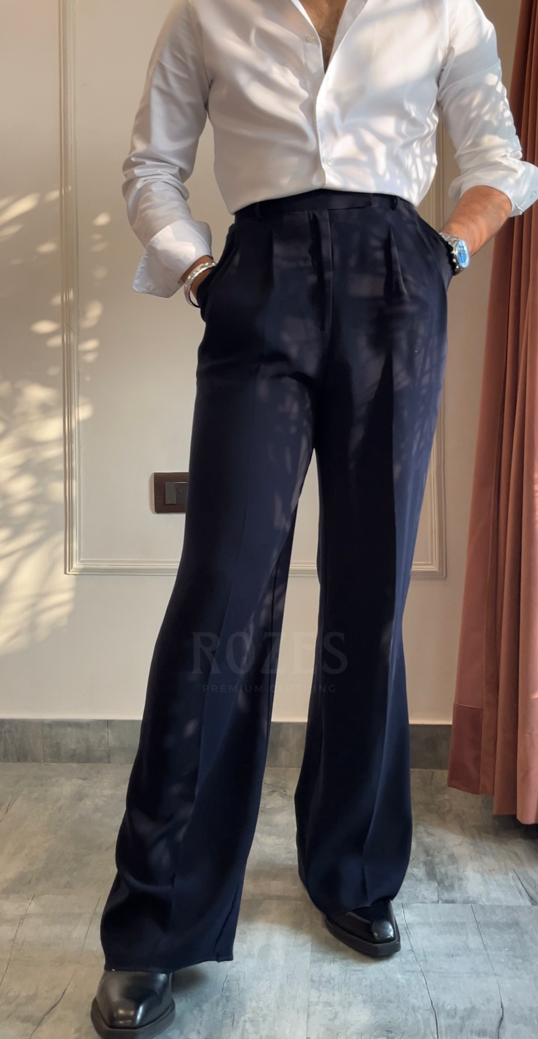 Vintage Midnight Blue Pleated trousers