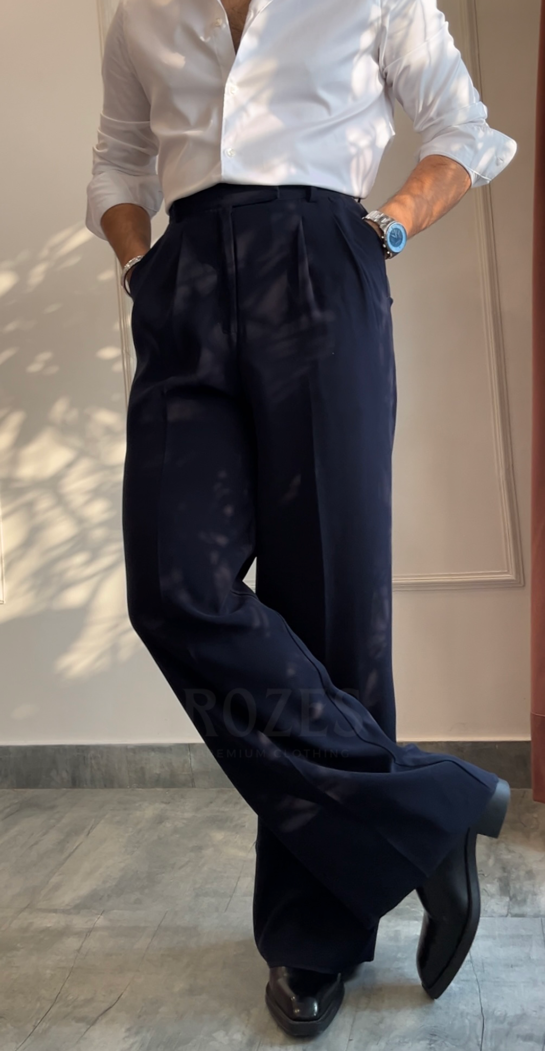 Vintage Midnight Blue Pleated trousers