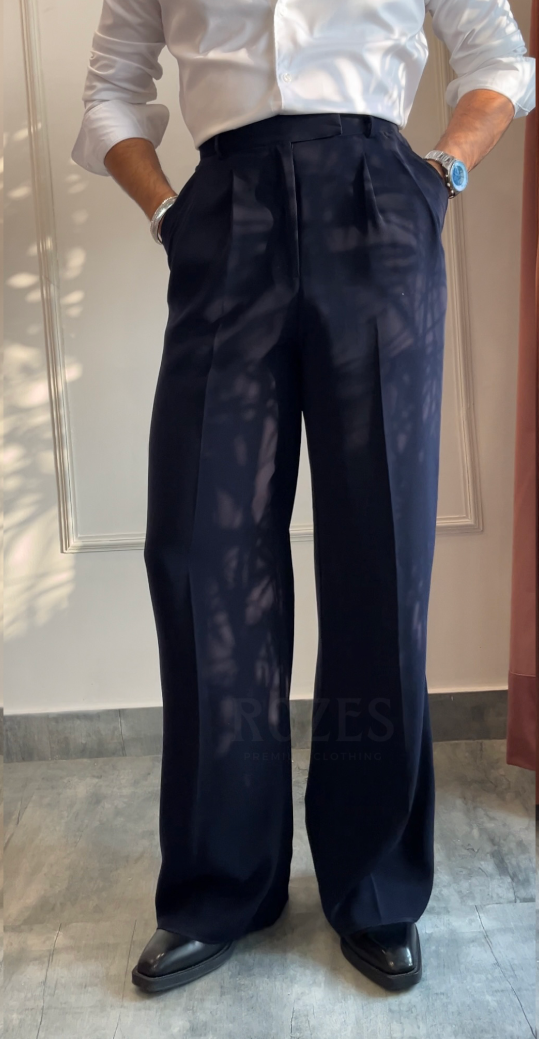 Vintage Midnight Blue Pleated trousers