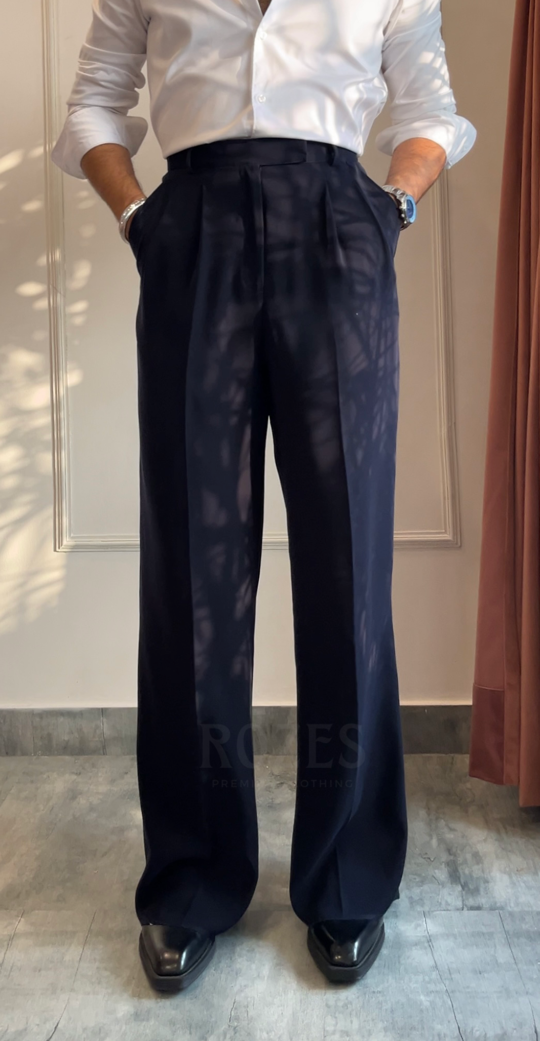 Vintage Midnight Blue Pleated trousers